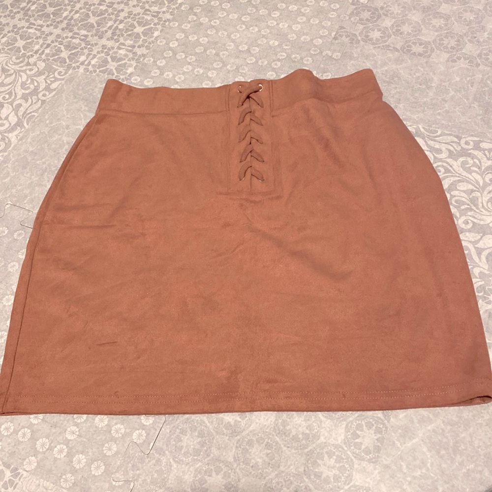 Pink velvet bodycon mini skirt